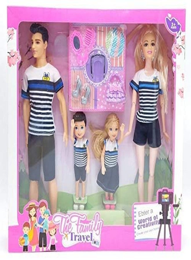 HAV CREATION Family Travel Doll Set with Accessories | 4 Dolls Pretend Play Figures | Role Play Toy for Kids Ages 3+ - Image 1